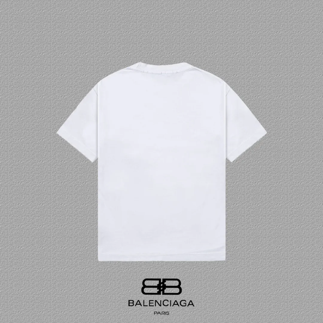 P100✨🔥 [balenciaga] 2026FW short-sleeved T-shirt Premium 26s double yarn 300g fabric, washed and sprayed with old and frayed craftsmanship Color: washed black White Size: S M L XL 2XL
